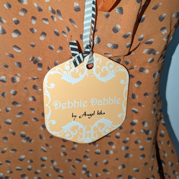 SELFIE LESLIETHINKIN' BOUT YOU RUFFLE TRIM WAIST TIE DRESS SPECKLE PRINT - Picture 3 of 5